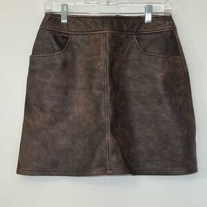 Vintage Telluride Clothing Co Brown Leather Mini Skirt
